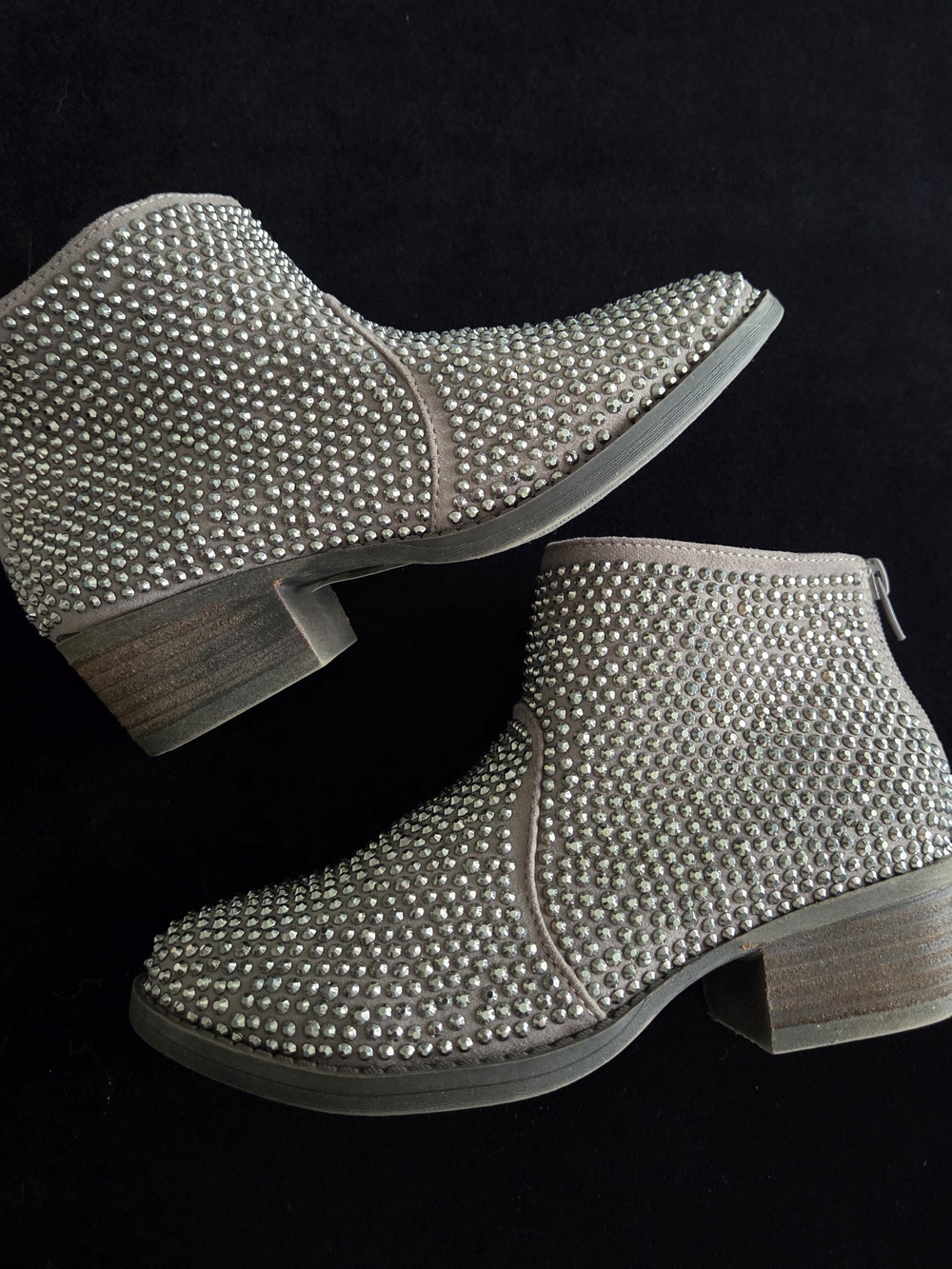 Very G Brown Rhinestone Studded Ankle Booties